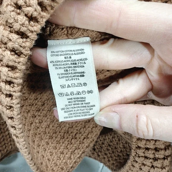 Free People Womens Medium Sweater Burnt Orange Oversized Cowl Neck Chunky Knit - Picture 6 of 7